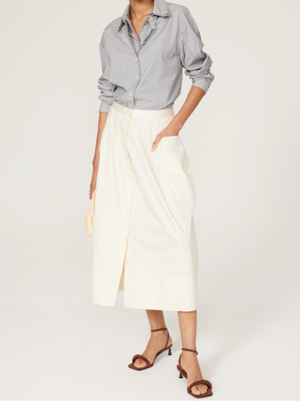 Tibi Poplin Lantern Cream Skirt
